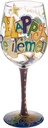 Enesco Lolita Happy Retirement Artisan Painted Wine Glass Gift, Multicolor, 1 Count (Pack of 1)