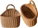 Happyyami 2pcs Woven Hanging Storage Basket for Kitchen Wall-Mounted Organizer for Cutlery and Eggs Color Easy to Install for Home Decor