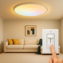 16 Inch Flush Mount Ceiling Light Fixture - 32W LED Ceiling Lamp with Triac Dimming & 3 CCT Options (3000K/4000K/6500K), Round Kitchen Light Fixtures for Bathroom, Bedroom, White