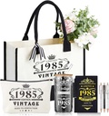 Supervitae 7 Pcs 40th Birthday Gifts Sets for Her Women include Canvas Tote Bag Makeup Bag Glass Cup Notebook Pens for Mom Wife Sister Coworker Happy 40 Birthday Gifts,Vintage 1985 Present Ideas