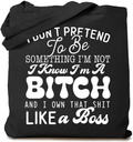 Funny Sayings Canvas Tote Bag for Women Adult Humor Sarcastic Shopping Bag Reusable Bag Eco-Friendly Bag