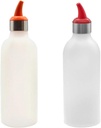 Cabilock 2pcs Silicone Squeeze Bottles for Sauces Non-leak Dispensers for Ketchup Mustard and Salad Dressing Mixed Colors for Bbq and Camping Use