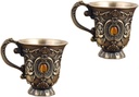 Cabilock 2pcs Hand-embossed Metal Vintage Ornaments Cup Shatterproof Wine Goblet