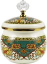 Floral Enamel Sugar Bowl Gold Ethnic Seasoning Jar Vintage Tea Canister Spice Box Retro Coffee Candy Storage Pot Bohemian Salt Container Jar for Home Kitchen Decor