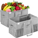 Extra Large Utility Tote Bag, 2 Pack Reusable Grocery Bags Heavy Duty, Sturdy Structured Tote Bag with Pockets & Handles, Foldable Shopping Bags for Groceries, Collapsible Totes with Lids 22x11.5x13in