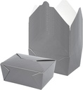 Restaurantware Bio Tek 98 Ounce Take Out Boxes 200 To Go Lunch Boxes - Tab-Lock Closure Heat-Tolerant Gray Paper Disposable Lunch Boxes Greaseproof For Hot And Cold Foods