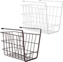 HEALLILY 2 Pcs Double Hook Under Shelf Storage Baskets Wire Hanging Organizers for Kitchen Pantry and Wardrobe Classic Stylish Design for Towels Bowls Books White