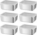 6PCS Stainless Steel Food Containers with Lids, 600ml Pizza Dough Proofing Box, Stackable Reusable Dough Proofing Box for Lunch Meal Prep Leftovers Fruits Food Containers with Lids