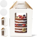 3Pcs Tall Cake Boxes for Tier Cakes 10x10x12 Inch Disposable Large Layer Cake Carrier with Clear Windows and Handle Cake Containers for Wedding, Birthday, Party