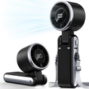 Portable Handheld Turbo Fan - 5 Gear High Speed 4000mAh Rechargeable Mini Personal Hand Fan Blow Cold Air, Battery Operated Travel Essentials, Beach Vacation, Gifts for Women, Men (Black)