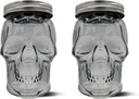 DURA LIVING Set of 2 Skull Mason Jar Glasses with Lids | 42oz Reusable Halloween Drinking Glasses | Unique Skull Décor, Storage, & Canning Jars for Parties & Gifts