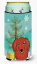 Caroline's Treasures BB1586TBC Christmas Tree and Longhair Red Dachshund Tall Boy Hugger Can Cooler Sleeve Hugger Machine Washable Drink Sleeve Hugger Collapsible Insulator Beverage Insulated Holder