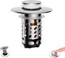 Sello Universal Bathroom Sink Stopper and Drain Strainer, Sink Plug for 1.1”~2.36” Drain Hole, Upgraded Pop Up Sink Drain Stopper with Detachable Hair Catcher Filter Basket, Brass Bounce Core (Chrome)