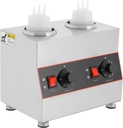 Electric Dual Bottle Sauce Warmer Countertop Stainless Steel Sauce Heat Preservation Dispenser Adjustable Temp Chocolate Warmer for Hot Fudge Cheese Ketchup