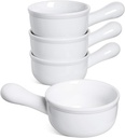 LE TAUCI Soup Bowls with Handle, 15 Oz Ceramic French Onion Soup Bowls, Large Soup Crocks Oven Safe for Stew, Onion, Soup, Chilli, Set of 4, White