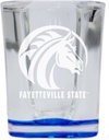 R and R Imports Fayetteville State University 2 Ounce Engraved Shot Glass Square Blue Base Officially Licensed Collegiate Product 2-Pack