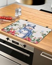 Christmas Countertop Burners Protection Mats for Kitchen, Snowman with Cap Floral Snowflakes Rubber Stove Top Cover Mat, Heat Proof Mats Cooktop Cover for Counter Dish Drying Mat, 28.5"x20.5"