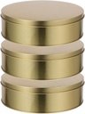 Cabilock 3pcs Cookie Tins with Lids, Round Tinplate Candy Boxes, Christmas Treats Decorative Boxes, Metal Containers for Cookies, Candy, Snacks (Golden)
