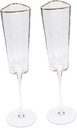 Alipis 2Pcs Crystal Flutes with Hammered Texture and Gold Rim Elegant European Style Stemmed Wine Glasses for Wedding Toasting Party and Celebration