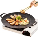 Korean Barbecue Grill - Flat Griddle, Non-Stick Cookware | Round Cooking Plate for Stove Induction Top Skillet Roaster Kitchen Appliances Korean Style BBQ Meat Steak Frying Use
