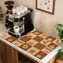 Dish Drying Mat for for Kitchen Counter-Coffee Bar Mat Accessories Fit Under Espresso Machine Maker, Super Absorbent Hide Stain Quick Dry Mat Non-slip dish rack (Coffee Cup, 16"X24")
