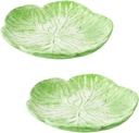 7.5 Inches Cabbage Series Cartoon Ceramic Dinner Plate(Set of 2)-Pink/Green
