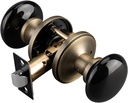 NCL Black Door Knobs, Door Knob Interior, Porcelain Round Door Levers, Antique Brass Privacy Door Handles, Door Locks for Bedroom and Bathroom