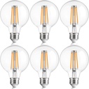 FLSNT 6 Pack G25 LED Globe Edison Bulbs for Bathroom Vanity & Mirror Lighting, 2700K Soft White, CRI90+ Dimmable, 40W Equivalent, 400LM, E26 Base, Clear Glass Decorative Bulbs, UL Listed