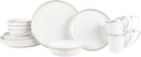 Everyday White by Fitz and Floyd Nevaeh Bone China Coupe Gold Bands Dinnerware Set, Service for 4