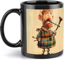 Cartoon Scottish Bagpipe Travel Mug Ceramic Large Ceramic Coffee Mugs with Handle, Porcelain Mugs- Perfect for Coffee Tea Espresso Other Beverages