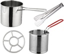 Stainless Steel Frying Pot with Basket Deep Fryer Kit with Heat Resistant Handle for Chips Vegetables Meat Cooking Compact for Home Kitchen and Outdoor Use