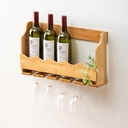 Wine Bottle Glass Rack Wall Mounted - Vintage Style - Holds 5 Bottles of Your Favorite Wine - Elegant Storage for Kitchen, Dining Room, Bar, or Wine Cellar (Wood)