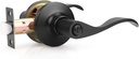 Mengico 1 Pack Privacy Door Lever, Black Door Handle with Lock,Modern Door Lever for Bedroom Bathroom,Reversible Wave Lever Handle