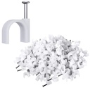 200 Pcs Nail in Cable Clips, Ethernet Cables Wall Clips Cable Straps Cables Tacks with Cord Clip for Speaker Wire Coax Clip Nails 7mm for Cat6 - White
