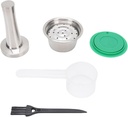 AYNEFY Reusable Coffee Capsule, Stainless Steel Reusable Capsules Permanent Coffee Pod Holder Coffee Pod with Coffee Tamper Spoon Brush Coffee Machine Supplies