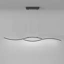 Geometric Kitchen Island Pendant Light, Metal Long Strip Hanging Lamp, Modern 26W LED Chandelier, Linear Metal Suspension Lamps, Black Minimalist Drop Lights for Dining Room