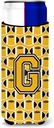 Letter G Football Black, Old Gold and White Ultra Beverage Insulators for slim cans