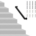 3FT Square Stair Railing Indoor, Black Wall Mount Handrail for Staircase, 440lbs Load Capacity Non-Slip Metal Handrail, Heavy-Duty Carbon Steel Grab Bar for Steps and Porch