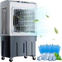 Portable Swamp Cooler, 3 in 1 Evaporative Air Cooler with 50L Water Tank, Air Conditioner Fan with 3 Speeds, 110° Oscillation, 4 Ice Packs, Universal Wheels, Energy Saved Cooling Fan