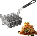 FAMKIT Tortilla Fry Basket, 4 Shells Taco Fryer Basket, Food Grade Stainless Steel Kitchen Deep Fryer Taco Holder V-Shaped Taco Shell Mold with with Grip Handle for Kitchen Fried Chicken Shops