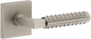 Viaggio QADCON-REB_PSG_234_RH Quadrato Right Handed Solid Brass Passage Door Lever Set with Contempo Rebar Lever and Quadrato Backplate - 2-3/4" Backset - Satin Nickel