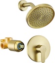 Tohlar Gold Single-Handle Shower Faucet Set with 6 Inch Rainfall Shower Head and Modern Shower Trim Kit in Brushed Gold