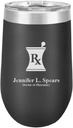 Executive Gift Shoppe | Pharmacist Emblem 16 Ounce Black Insulated Stemless Wine Glass