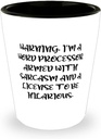 Bandillero Love Word processor Gifts, WARNING: I'M A WORD PROCESSOR ARMED, Word processor Shot Glass From Boss, Ceramic Cup For Friends