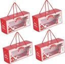 4pcs Christmas Cupcake Carriers Window Portable Bakery Boxes for Muffins Pastries and Treats Sturdy Red Paper Wrapping Design Inner Support for Safe Transport