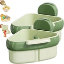 Suction Cup Sink Corner Rack, 2025 Upgraded Self-cleaning Sink Strainer Basket, Triangle Storage Rack with Drain Hole, Press Automatic Dumping Sinks Drainer Basket, Corner Hanging(Green-2Pcs)