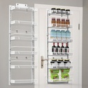 Over The Door Pantry Organizer 6-Tier Pantry Door Organizer Carbon Steel 110LBS Loading Hanging Spice Rack Shelves for Easy Install Home & Kitchen Essentials For Kitchen Bathroom 50”H 17”W 5.5”D