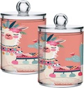 Acrylic Plastic Clear Jar with Lid, Cute Alpaca Cactus Llama Airtight Storage Jar 2 Pack Kitchen Storage Containers for Cookie Snack Candy