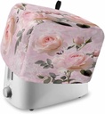 Romantic Pink Roses Toaster Cover 2 Slice, Kitchen Appliance Covers with Pocket & Loop, Watercolor Botanical Floral Polyester Bread Machine Covers Dust & Fingerprint Protection