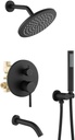 Shower System with Tub Spout, Black Bathtub Shower Faucet Set, 8" Rain Shower Head and Handheld Spray Combo, Round Shower Head and Handle Set with Tub Spout (Valve Included), Matte Black